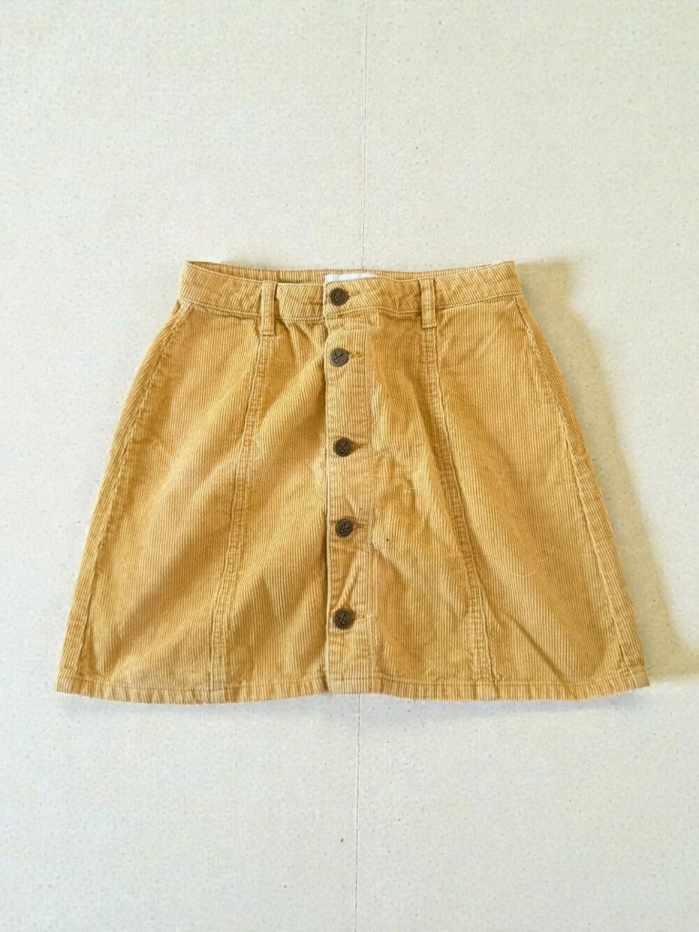 MP D Yellow Corduroy Button Mini Skirt Size Small